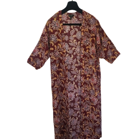 JESSICA SIMPSON Floral Burgundy Kimono Cardigan - Picture 2 of 7